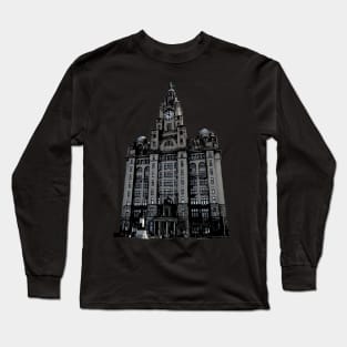 Liverpool Liver Building Colour Abstract Long Sleeve T-Shirt